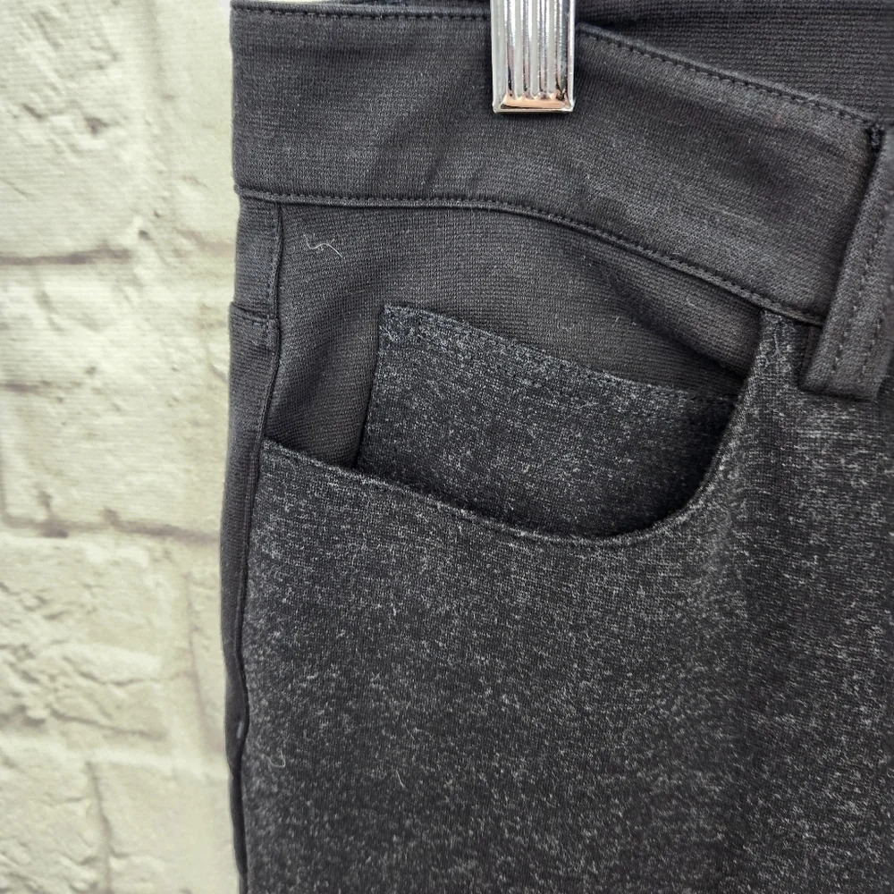 Eileen Fisher Slim Leg Knit Pants Black Dark Gray Panel Mixed Media Size 12 - Picture 6 of 14
